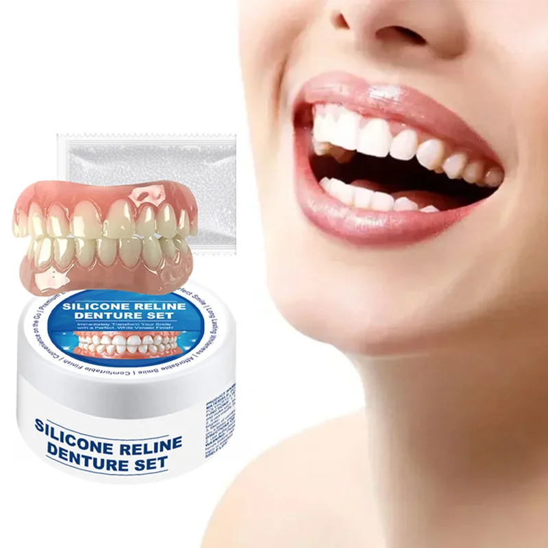 Ensemble de modification de prothèse dentaire, placages supérieurs et inférieurs en silicone, pâte parfaite, ajustement confortable, prothèses orthodontiques temporaires, fausse dent