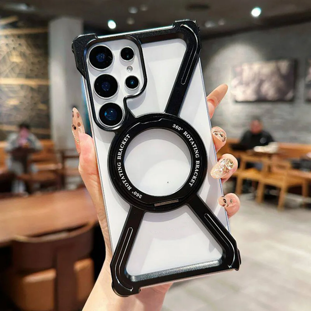 

Чехол-бампер Skeleton для Samsung Galaxy S26 Ultra, титановый, военного класса, с защитой от падений, с вращающимся на 360° кольцом-подставкой, быстрая зарядка