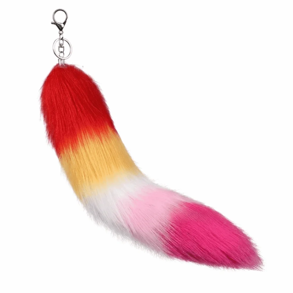 Pompom-Tier-Schwanz-Schlüsselanhänger, Taschenquaste, Schlüsselhalter, Plüsch-Schwanz-Schlüsselanhänger, Riemen, Kette, großer flauschiger Fell-Anhänger, Schlüsselring, Taschendekoration – Detail 8