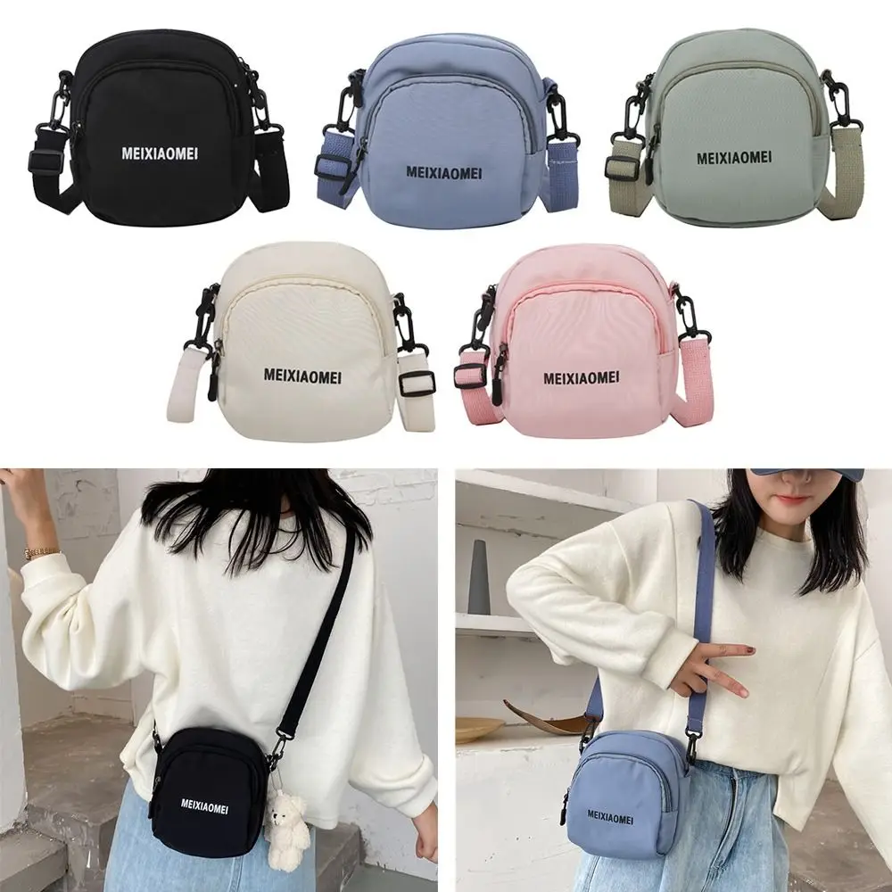 Casual Phone Pouch Solid Color Canvas Mini Handbag Crossbody Bag Travel Messenger Bag Shoulder Bag