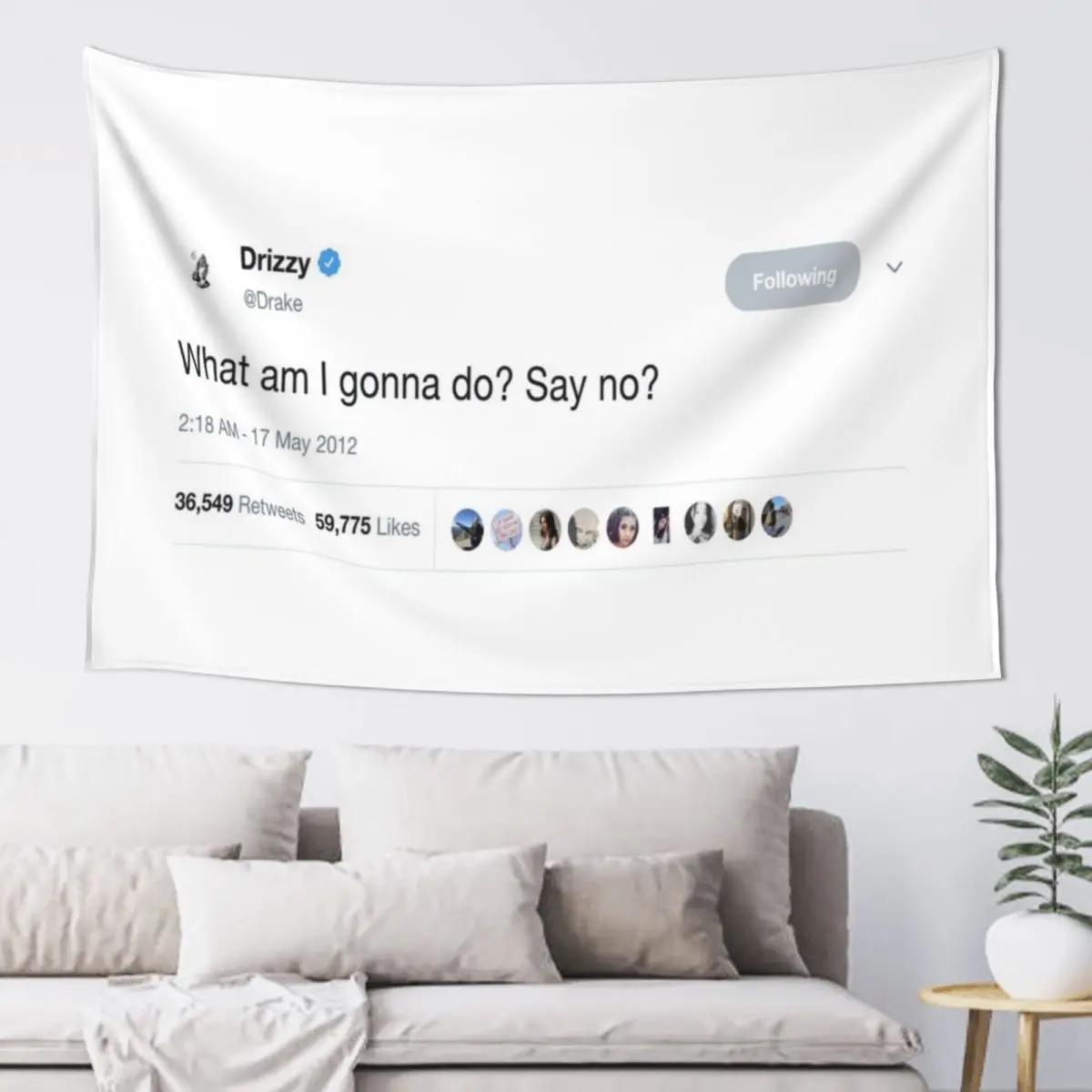 

Drake - "What am I gonna do Say No" Tweet Tapestry Christmas Decoration Decoration For Rooms Tapestry