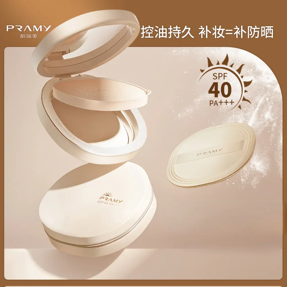 PRAMY Sunscreen Pressed Powder Oil-Control Setting Makeup Long-lasting Invisible Pores Concealer Waterproof Makeup Cosmetics