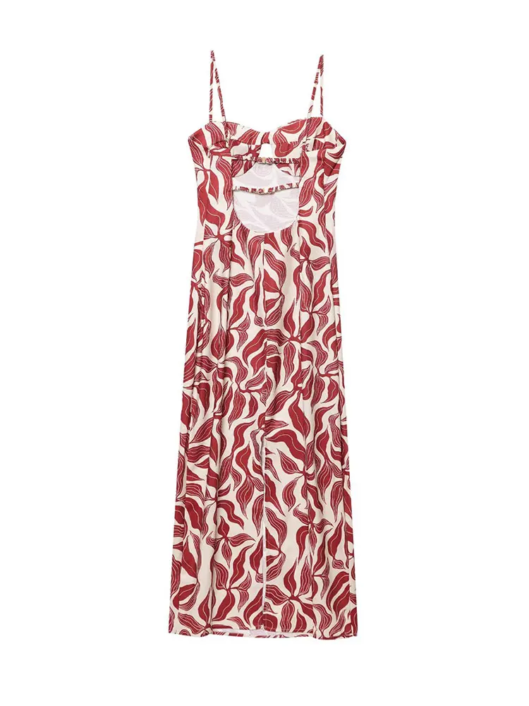 Seksowna Elegancka Codzienna Damska Sukienka Cami z Nadrukiem Bez Rękawów Prosta Vestidos Moda 2025 Letnia Sukienka na Imprezę