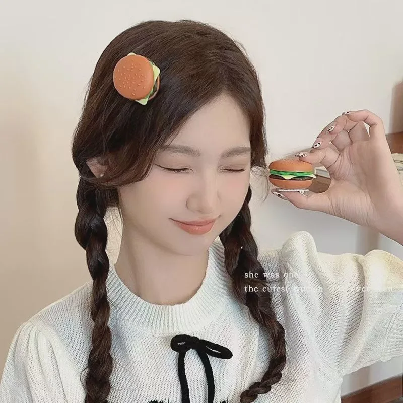Fermaglio per capelli per hamburger Accessori per alimenti Accessori per capelli per ragazza carina Accessori per capelli per bambini Articolo per ragazze Pinches De Niña