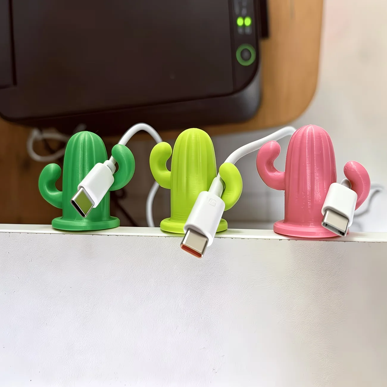 1/3 Pcs Desktop Cable Organizer, Charging Cable Fixing Clip, Instagram-Style Cactus Data Cable Management Clip