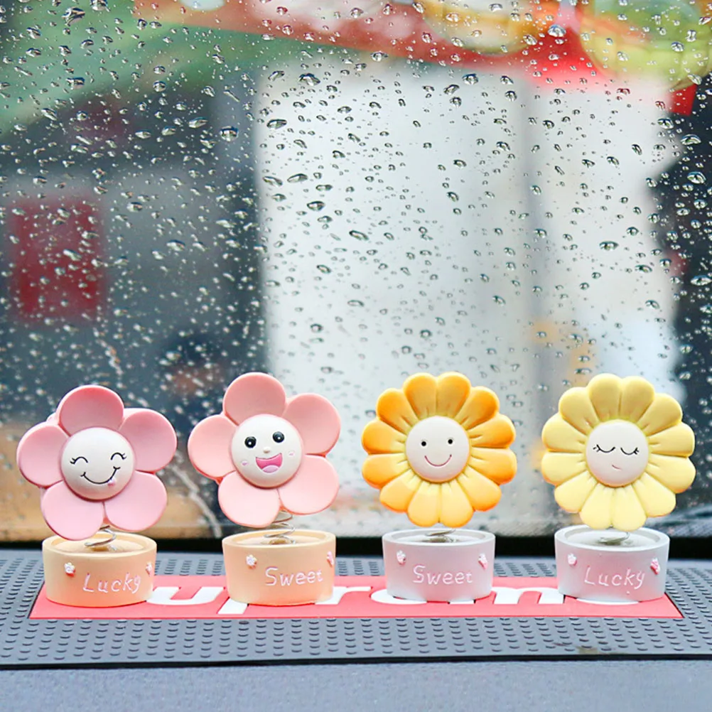 

1pc Sunflower Adornment Head Swing Resin Craft Desktop Decor Home Office Car Interior Adornment Unique Creative Compact Durable