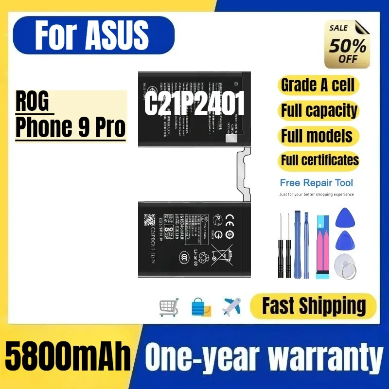 C21P2401 for ASUS Mobile Phone Battery ROG Phone 9 Pro High Quality High Capacity  Replacement Bateria Grade A Cell with Tools