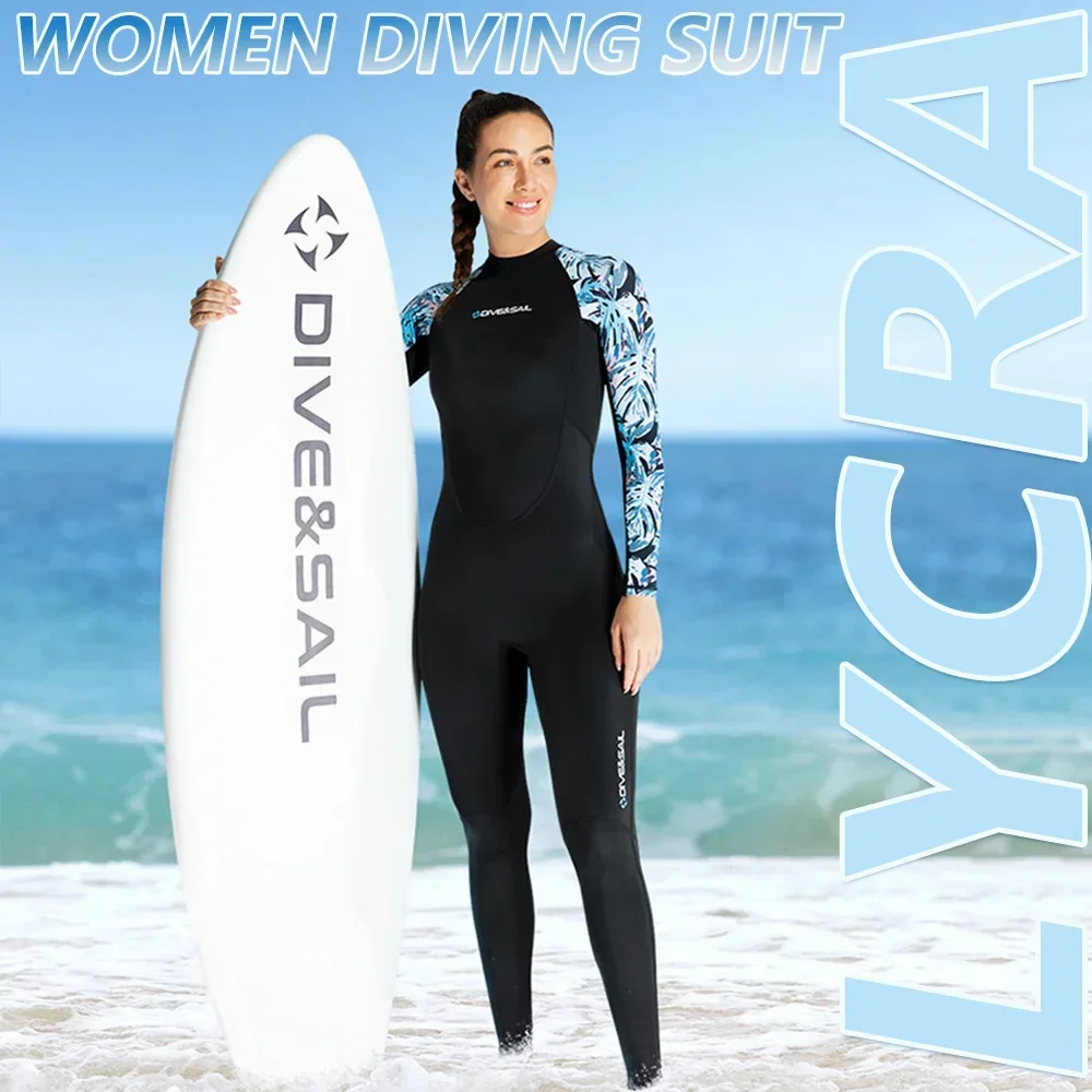 

Women's Swimwear UPF 50+ Lycra Swimming Suit Wetsui Sunscreent Anti UV One Piece Rash Guard Long Sleeve Swimsuit Surf Suit Swim