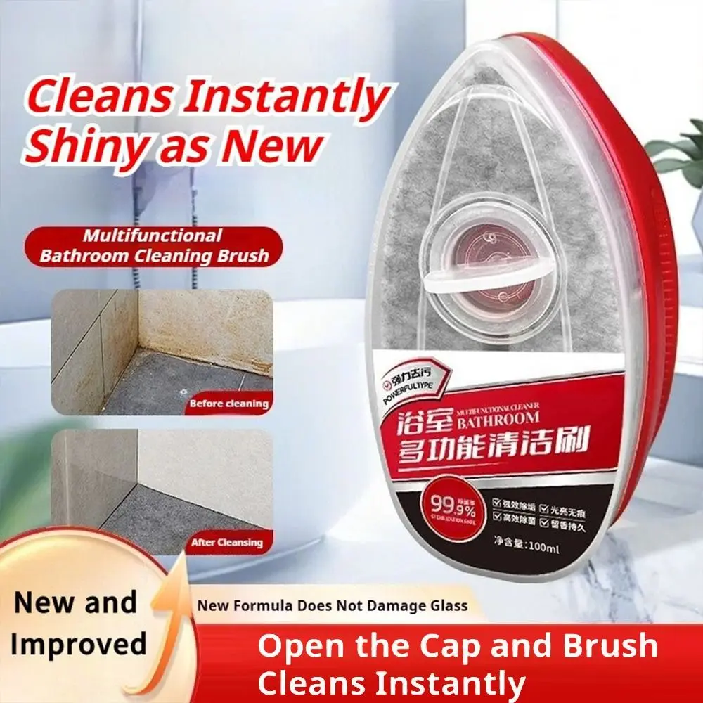 1Pcs 100ML Capacity Bathroom Cleaner Brush Multifunctional with Liquid Storage Compartment Cleaning Sponge Brush Anti-Scratch