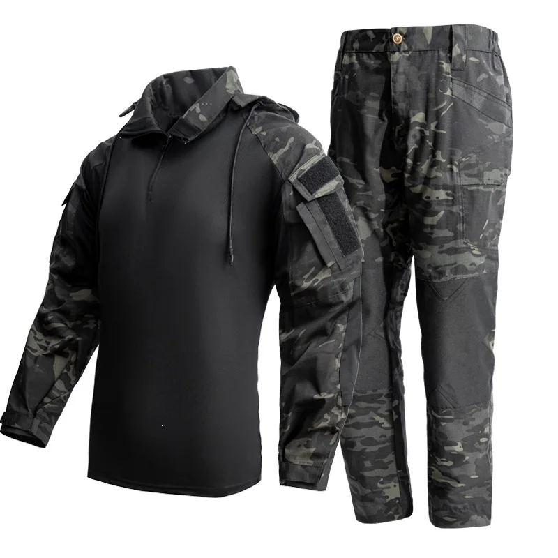 Taktische Cargo-Anzüge T-Shirt und Cargo-Hose Herrenbekleidung Hemden Airsoft Paintball Jagdbekleidung Verschleißfest Outdoor – Detail 4