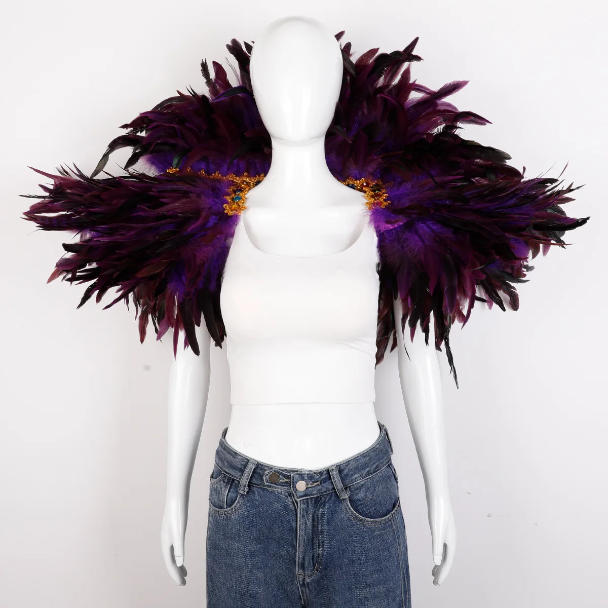 Feder Schal Halloween Karneval Kostüm Runway Leistung Ball Weste Schal Mantel Party Schal Cosplay Frau Schal – Detail 23