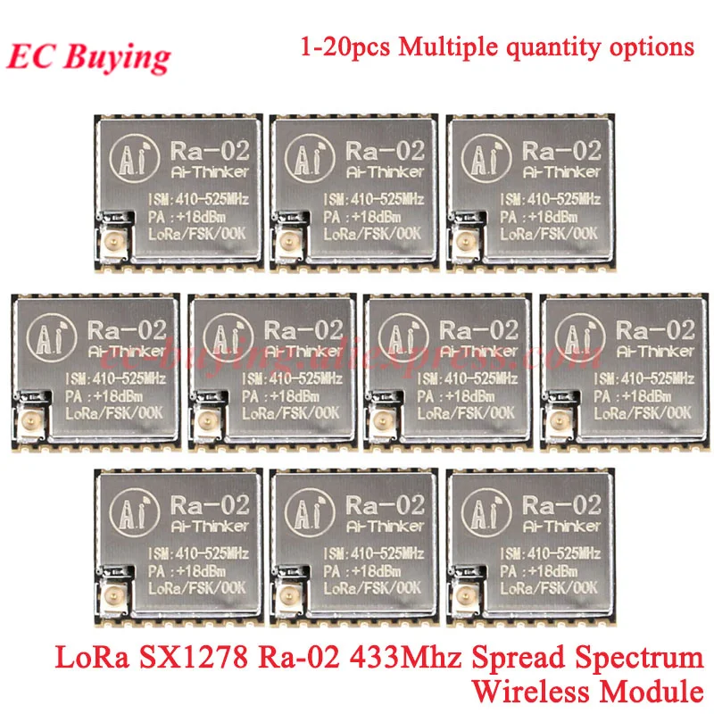 1Pc-20Pcs Ra-02 433Mhz LoRa SX1278 WIFI Wireless Spread Spectrum Transmission Module 10KM Serial Port SPI Interface Smart Home