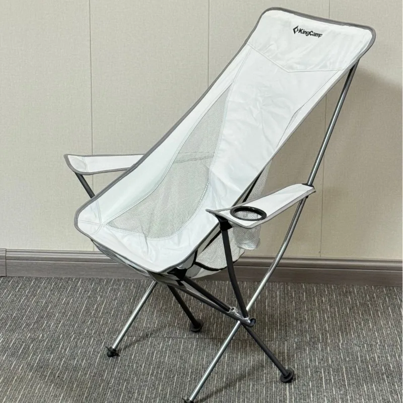Aluminum Alloy Oxford Cloth Outdoor Furniture Folding Moon Chair with Armrests-Camping Picnicking & Fishing Essential Gear