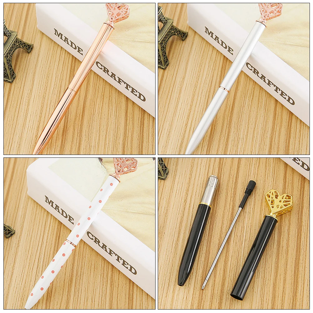 

6 шт., креативные шариковые ручки в форме сердца, гладкие металлические ручки для письма для студентов, коллег, праздничный подарок, офисные школьные принадлежности