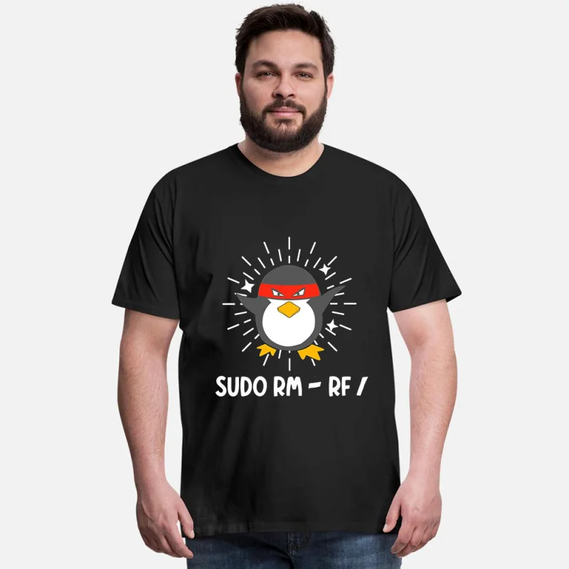 

Tux Linux Pinguin Sudo Rm Rf Computerfreak Hacker Funny Gift t shirt for Software Engineer Graphic clothes All size Tops