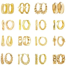 Retro Metal Twist Round Earrings 925 Sterling Silver Needle Hoop Earrings for Women 18K Gold Trend Piercing Jewelry Accessories