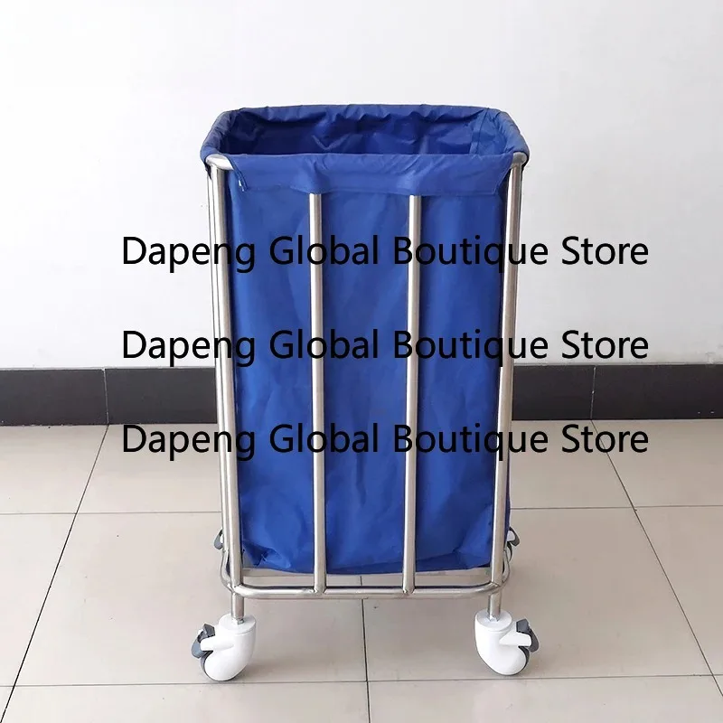 High Capacity Stainless Steel Trolley Linen Transport Cart Storage & Debris Handling Utility Cart for Pet Grooming Salon