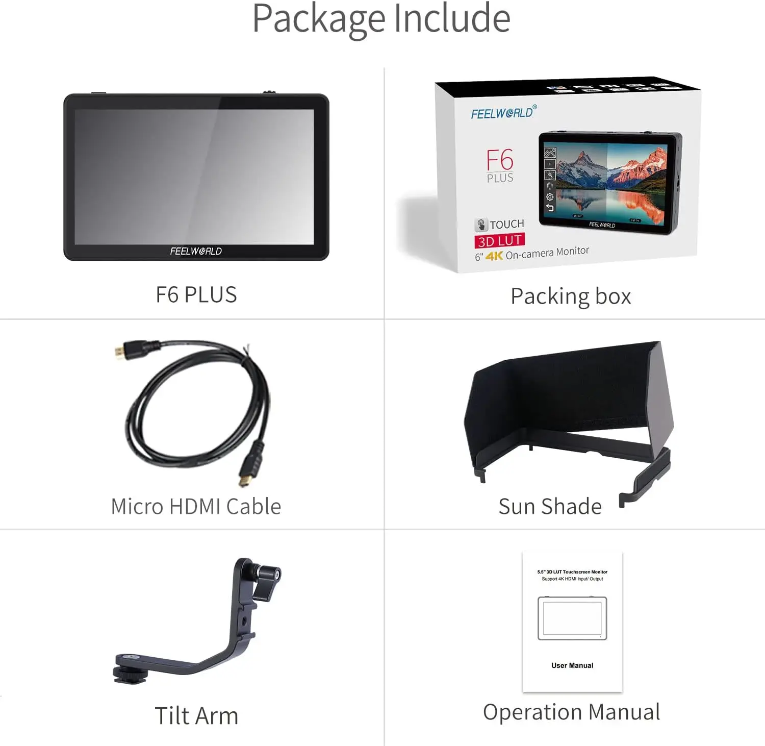 FEELWORLD F6 Plus V2 6 Inch 450nit Touch Field Monitor FHD 1080P IPS 4K HDMI 3D LUT Waveform HDR Focus Assist For DSLR Gimbal - view 6