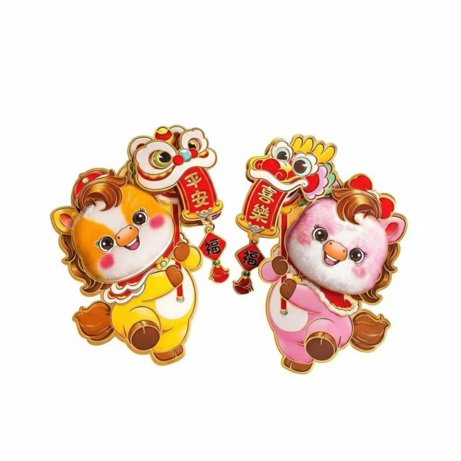 Chinese New Year 2026 Door Sticker, Horse Zodiac, three-dimensional Fu