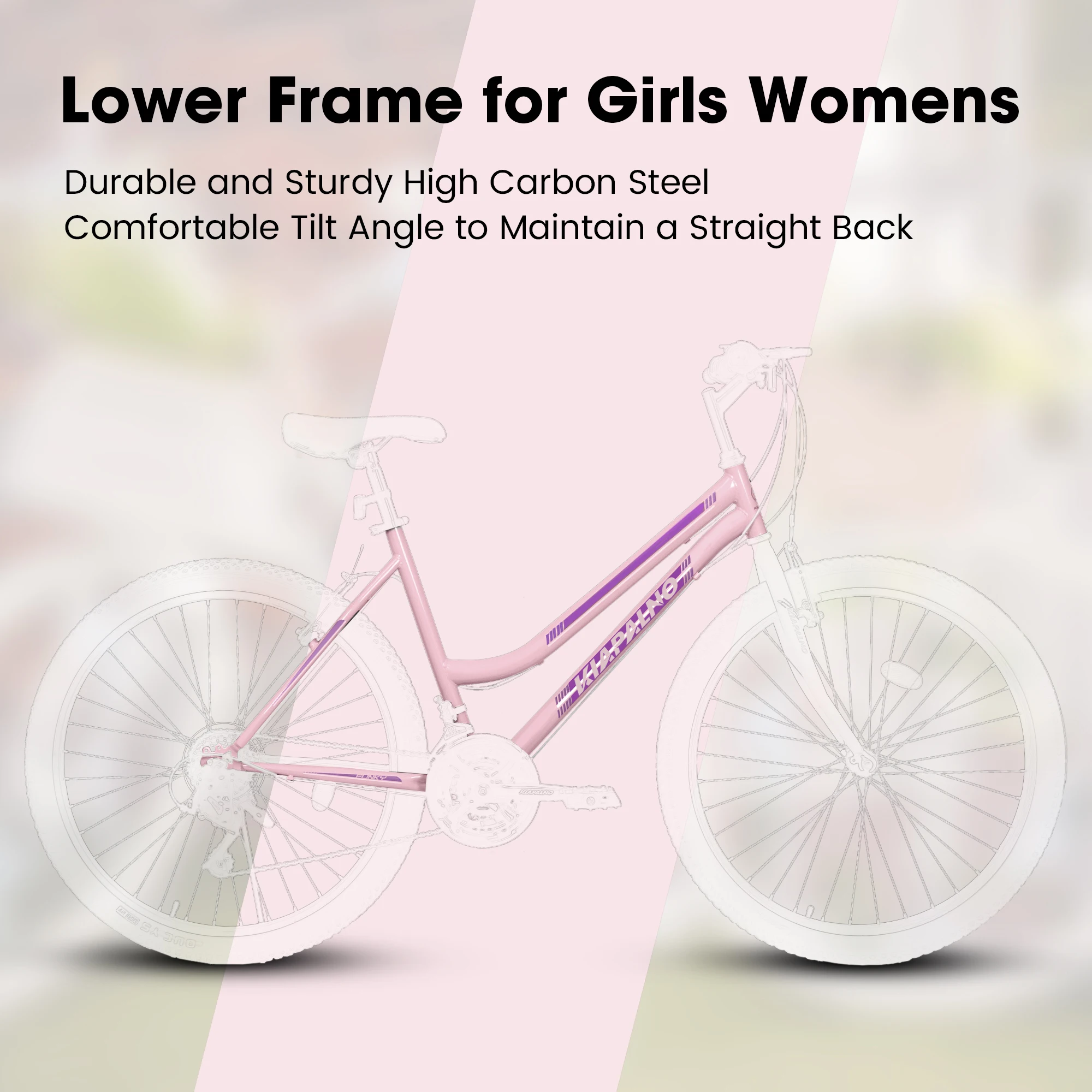 Ecarpat Womens Girls 24 26 Inch Mountain Bike, 21 Speed Outdoor Cycling Bike, Womens\' Bicycles V-Brake High Carbon Steel Frame