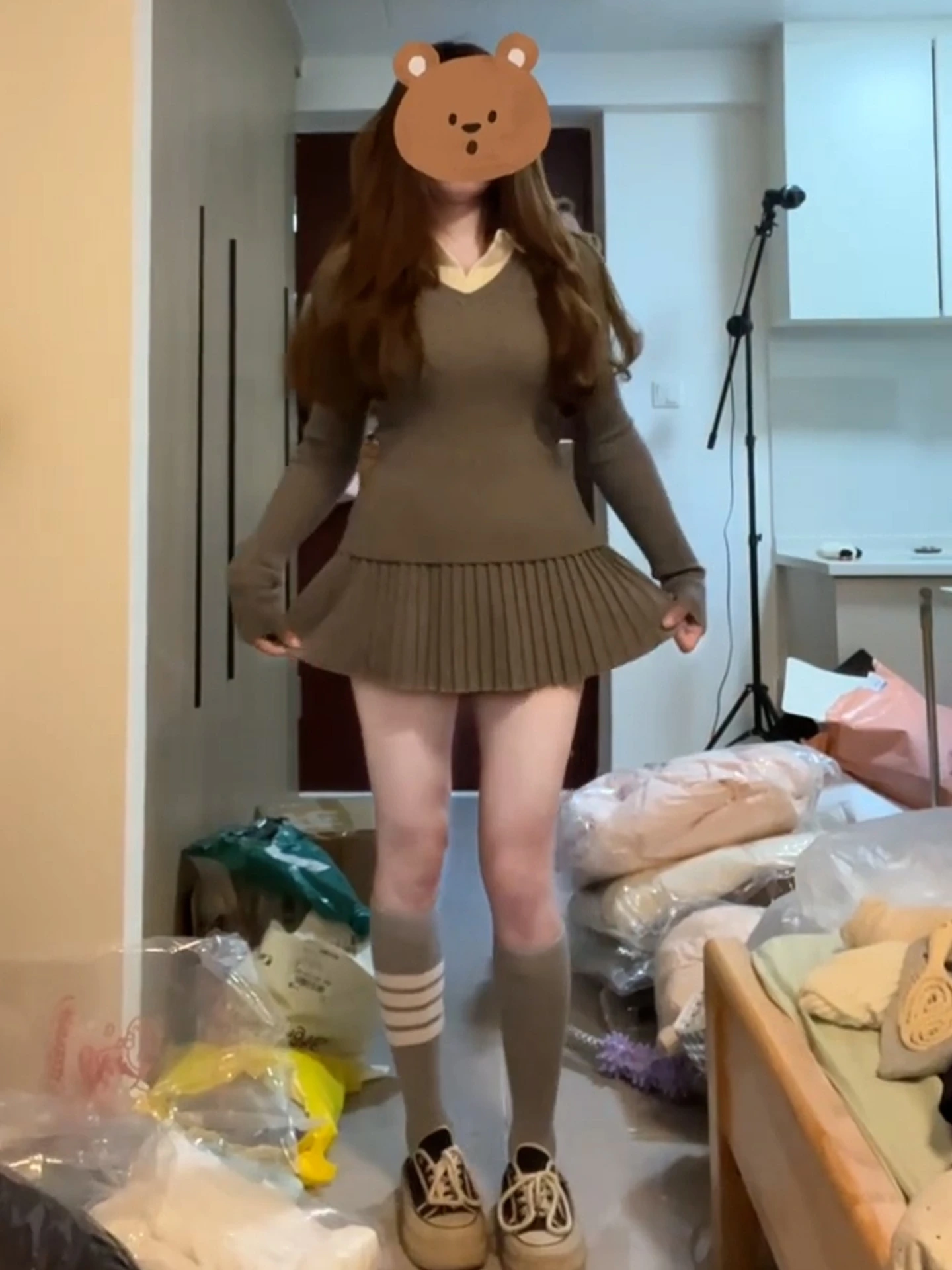 Rétro tricoté longue Sve Dr femmes début automne 2025 nouveau collège Sle plissé ort jupe t-shirt pièce ensemble coréen Sle...