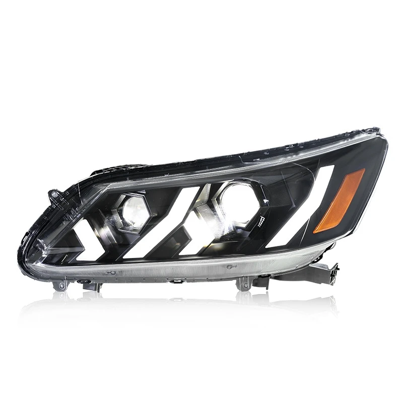 For 2013~2015  Honda 9 Accord Headlight Assembly Upgrade Led Running Light Flow Turn Signal Honda 9 Accord Headlight