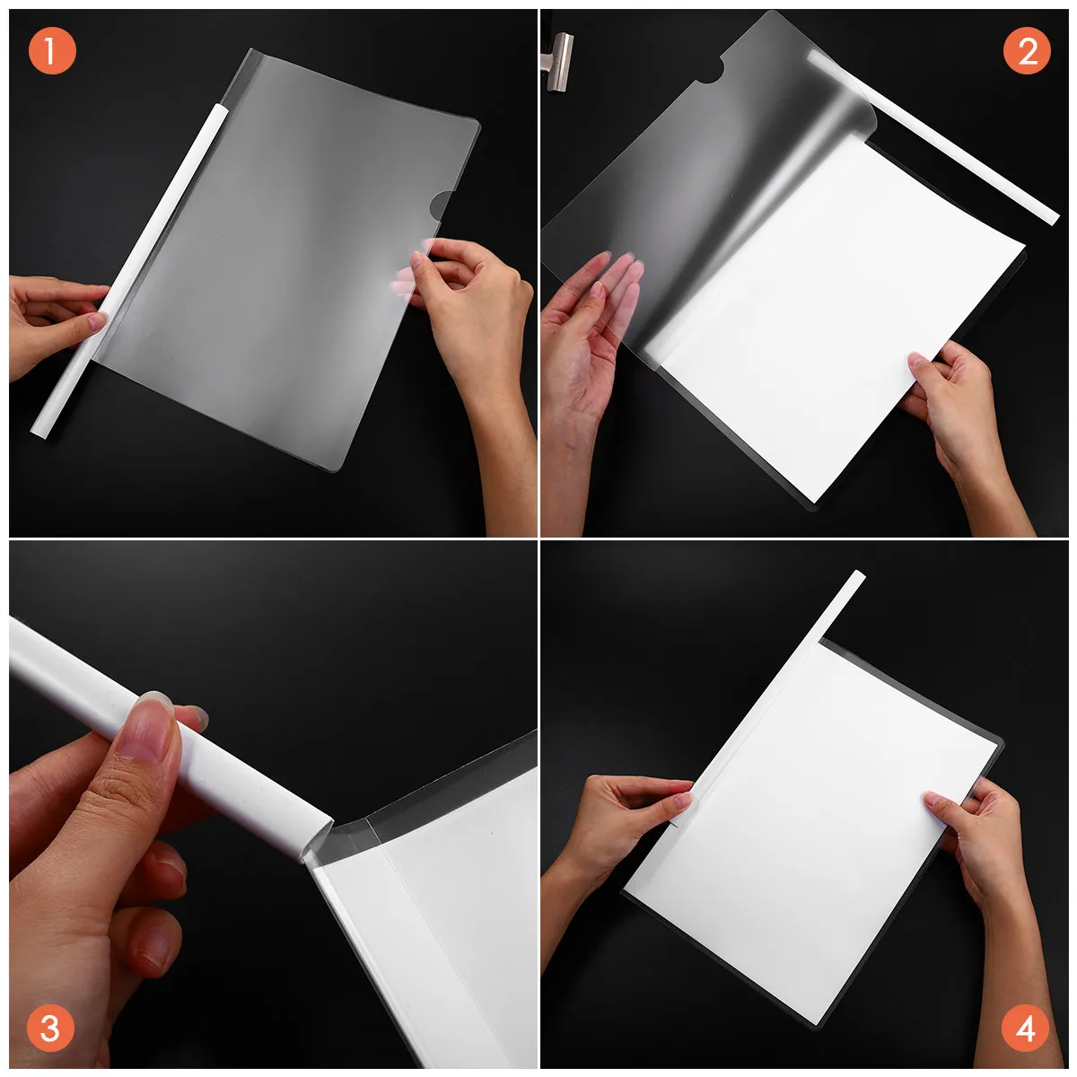 

10Pcs File Folder Transparent Sliding Bar Holder for A4 Documents Paper Cover Report Binder Organizer Files Display Storage