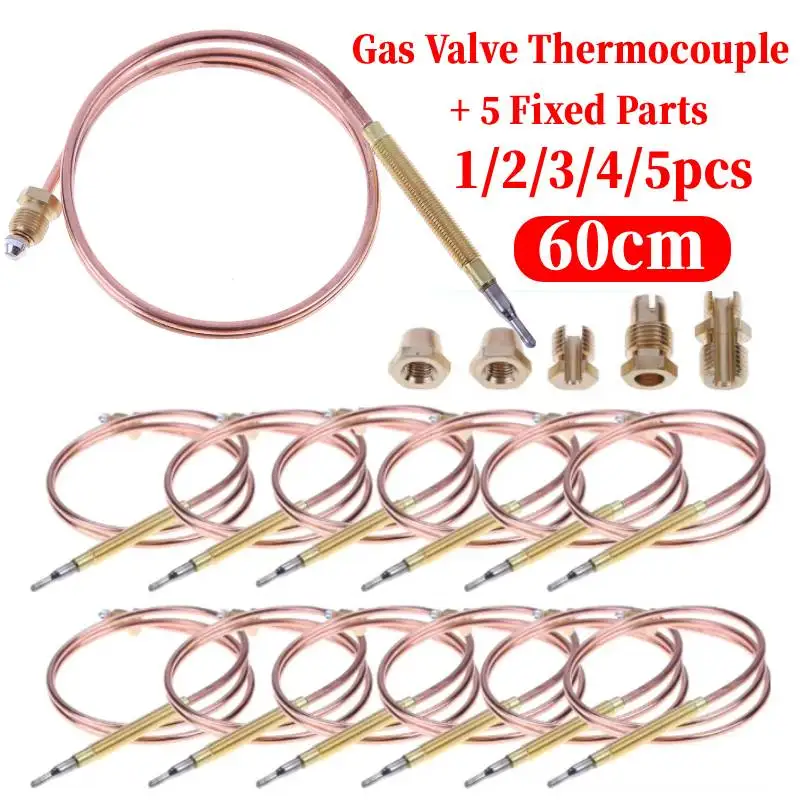 Universal Gas Thermocouple Valve Fireplace Replacement Temperature Controller Probe W/ 5 Fixed Parts For Hot Water Boiler Ovens