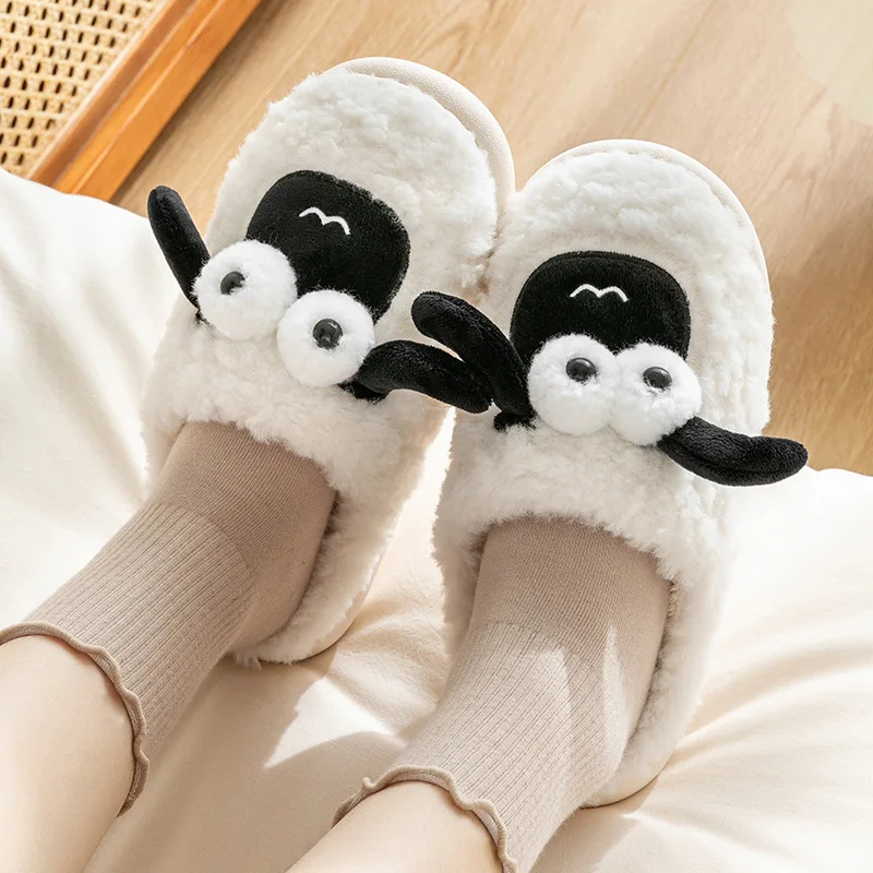 Cute Lamb Cotton Slippers Girls Home Shoes Winter Comfortable Plush Slippers Couple Shoes Holiday Gift NEW