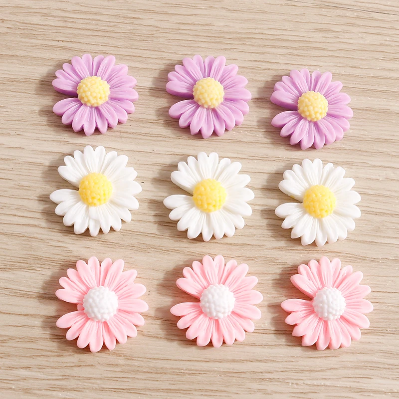 

10pcs 20x20mm Cute Resin Flower Flatback Cabochons Scrapbook Craft for Jewelry Making DIY Headwear Hairpin Brooch Accessories