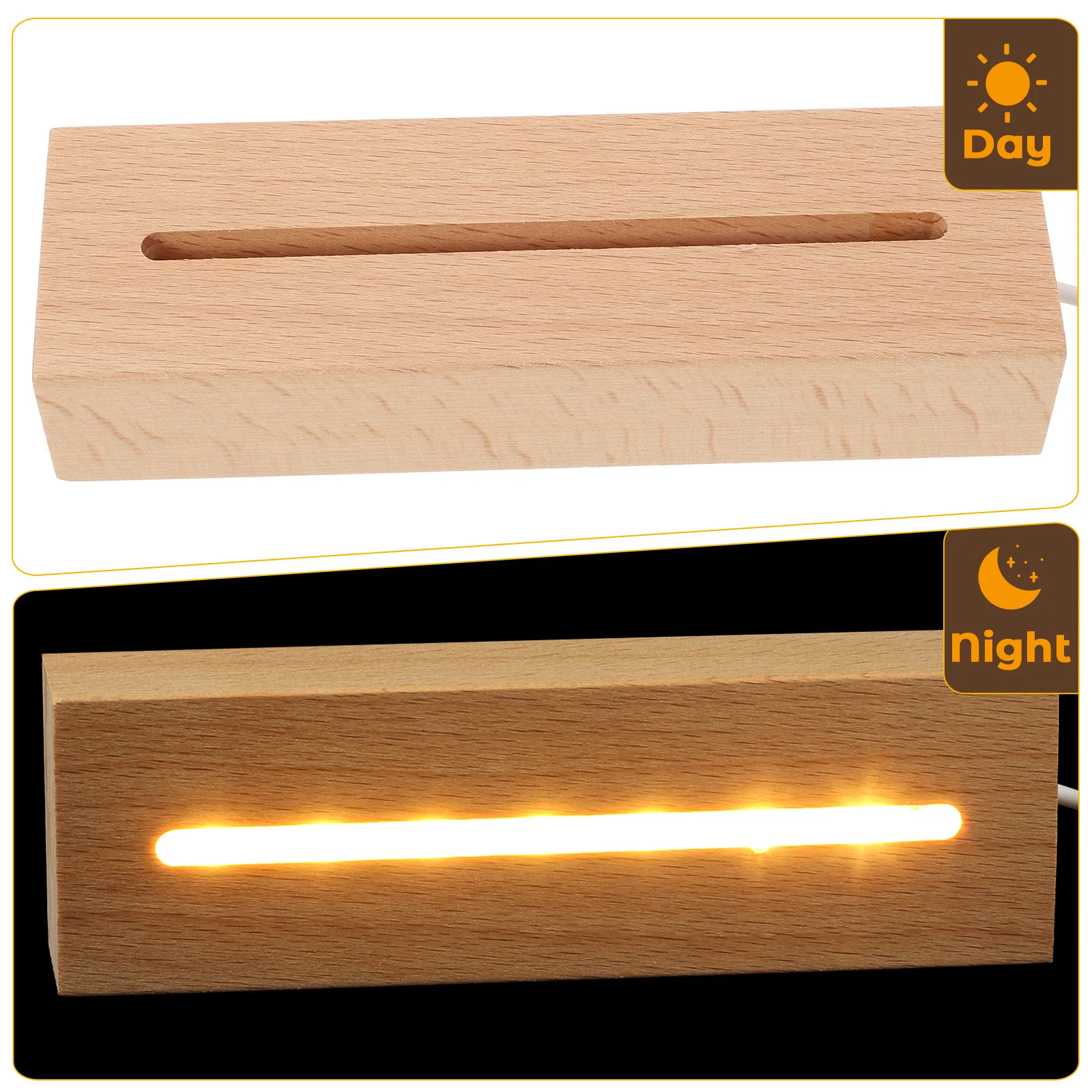 ليلة خشبية مع USB الخشب Nigh قاعدة واجهة ضوء دافئ Led عرض موقف لقاعدة عرض ضوء الخشب للديكور الكريستال #5