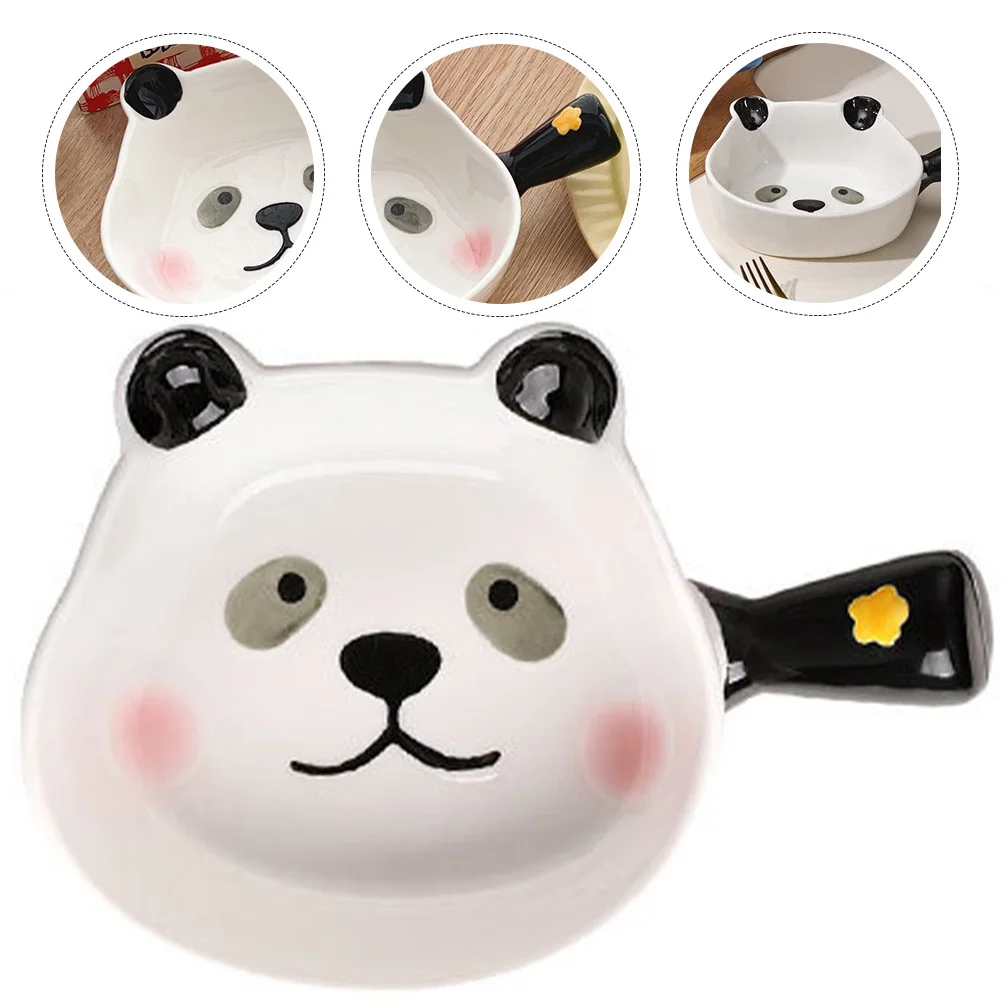 

Adorable Panda Salad Bowl Ceramic Multi-Function Dinner Plate Heat-Resistant Household Food Container Reusable Ramen