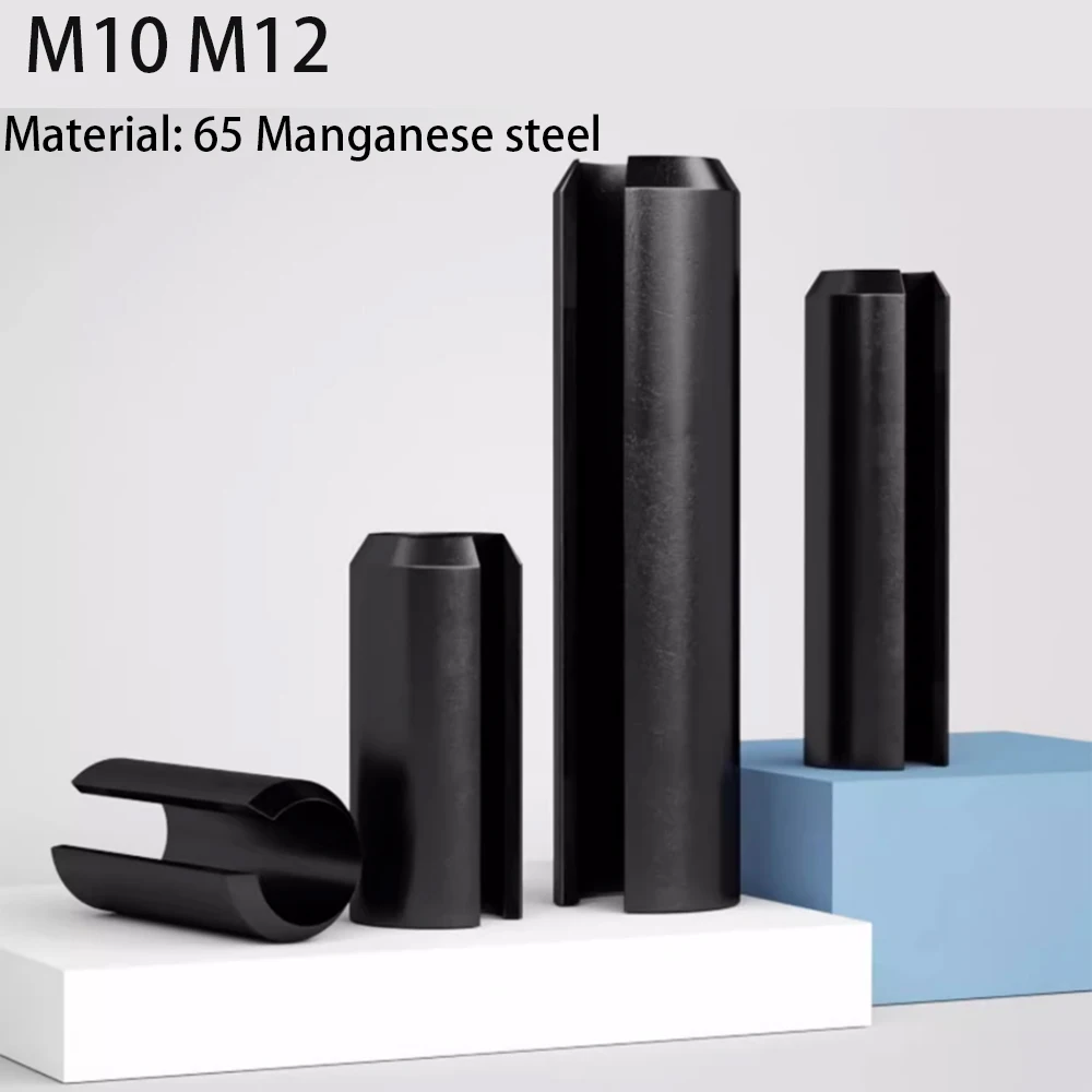 

65Mn Steel Spring Pin M10 M12 Black Cylindrical Open Positioning Dowel Elastic Slotted Split Tension Pins Length 16/20/25-100mm