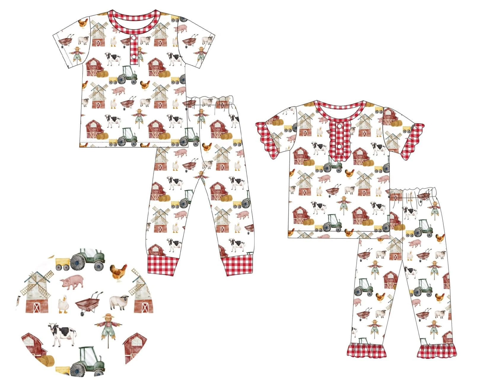 

Farm Series Toddler Baby Clothes Short Sleeve Long Pants Set Kids Boutique Pajamas Wholesale Boys Clothes Girls Sets