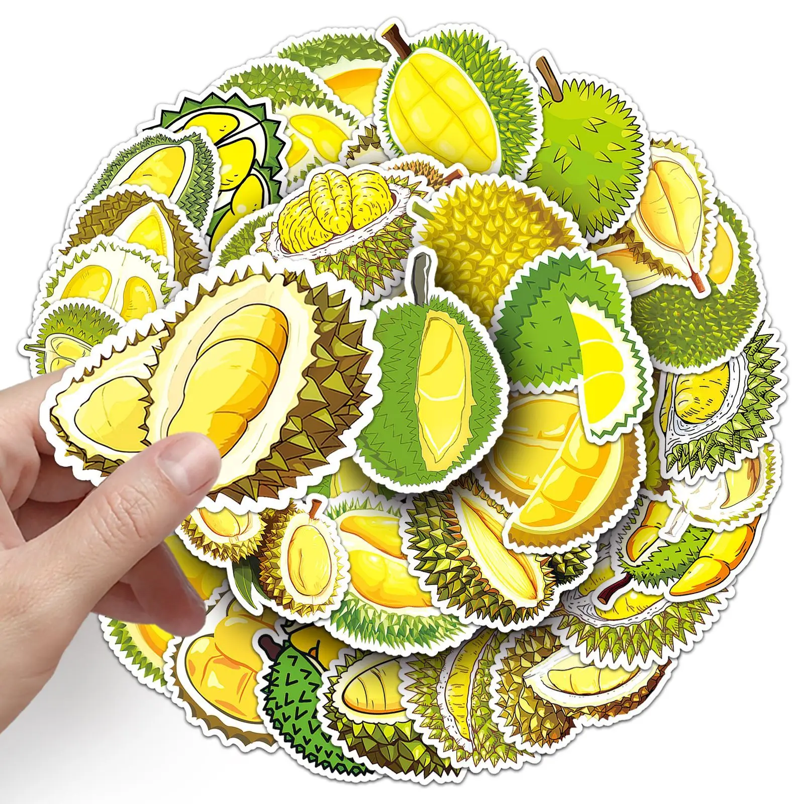 

50PCS Durian Graffiti Stickers Fruit Cartoon Decal Notebook Phone Scrapbook Suitcase Fridge Waterproof Sticker Classic Kid Toys