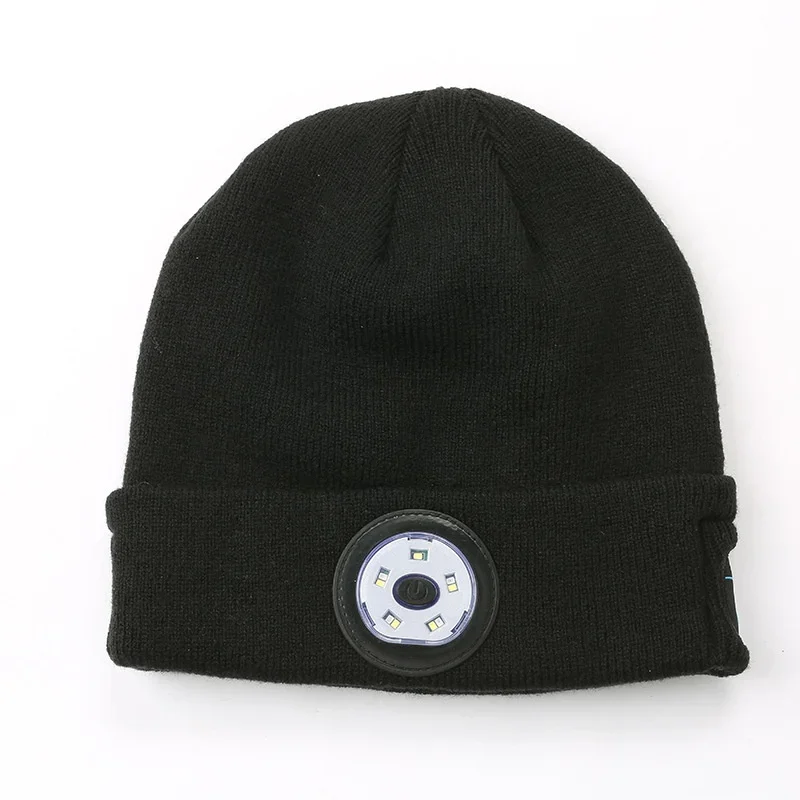 1 Pcs Wireless Music Bluetooth-compatible Hat Led Wireless Call Night Running Outdoor Lighting Emergency Light Warm Knitted Hat