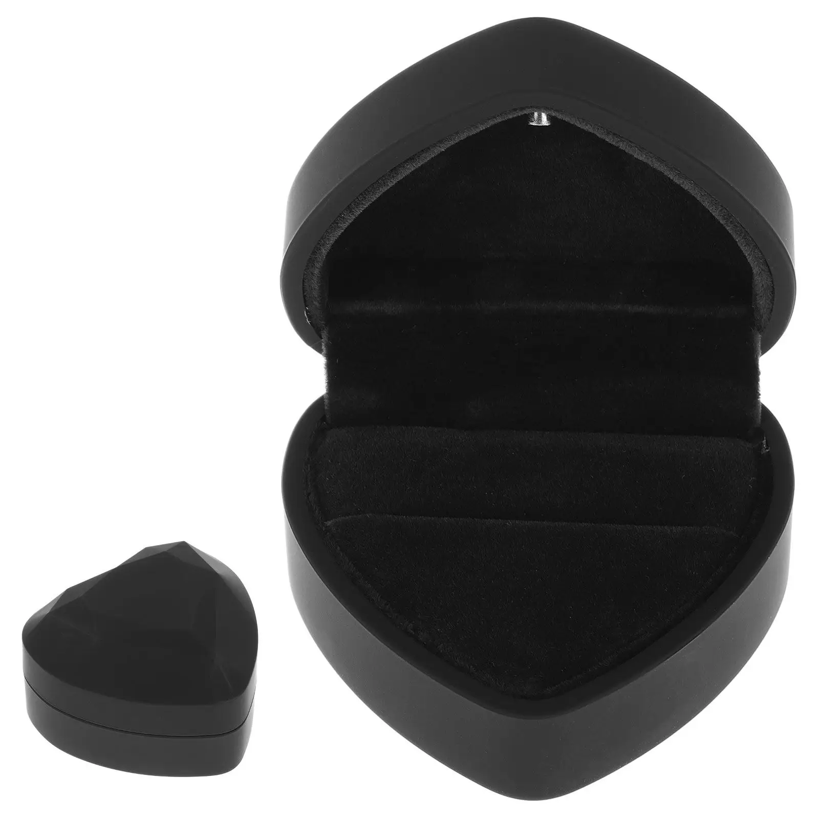 

Heart Shaped Jewelry Box LED Light Ring Display Case Romantic Proposal Engagement Wedding Storage Jewelry Display