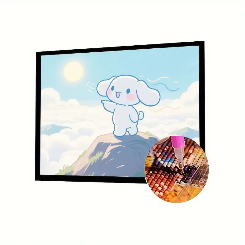 

1 шт. 5D DIY полный дрель набор для алмазной живописи, милый мультяшный щенок Cinnamoroll на облаке, горе с изображением солнечного неба, стразы