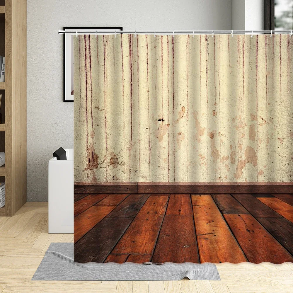 3D Colorful Wood Grain Stereoscopic Pattern Shower Curtain Waterproof Polyester Fabric Bathroom Decor Multi Size Curtains