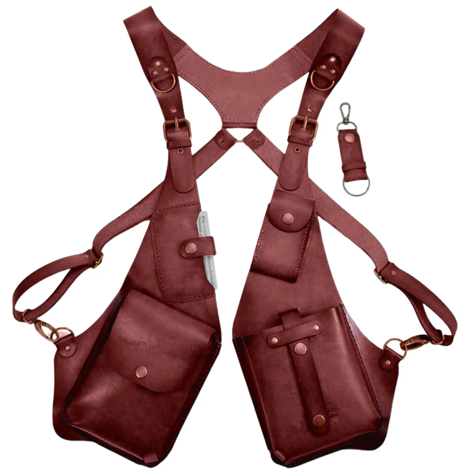 ผู้ชายยุคกลาง Steampunk Retro โรมคอสเพลย์เครื่องแต่งกายสีทึบ Underarm สายรัดไหล่กระเป๋าสตางค์หนังฮาโลวีน