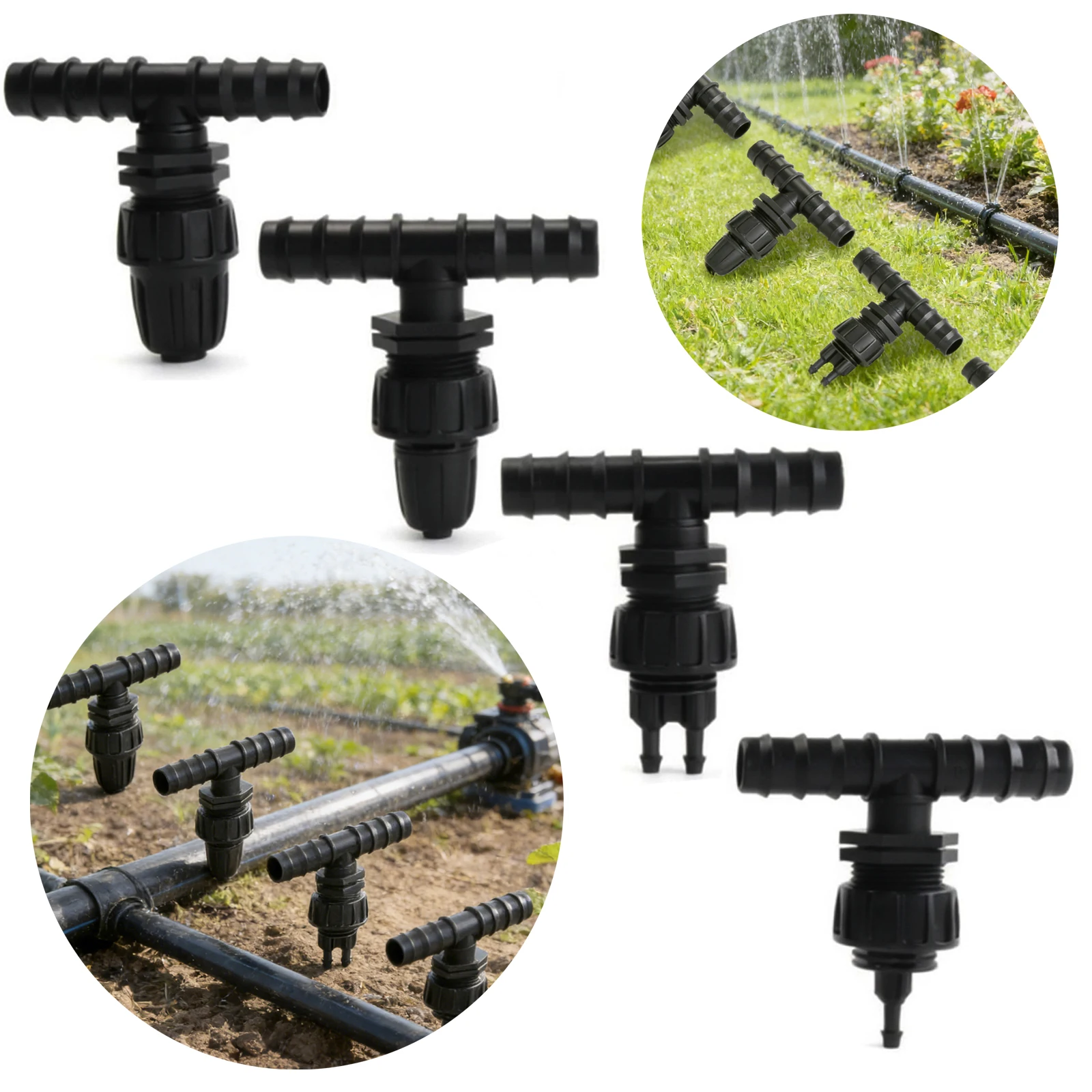 16/20/25mm To 4/7mm Tee Barb Connector Plastic Hose Reducer Tee Hose Splitter Drip Irrigation System Transition Fitting