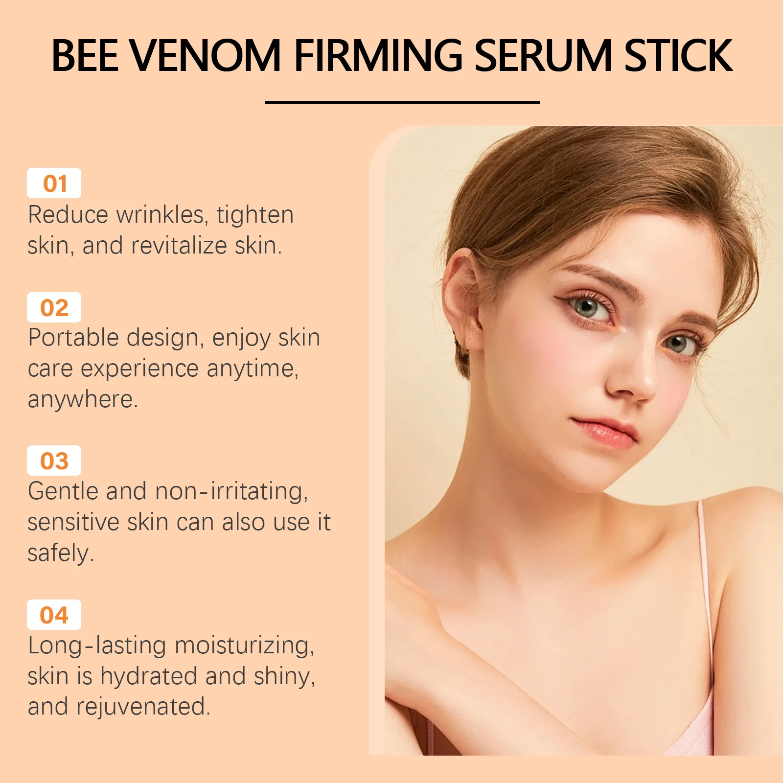 Bee Venom Firming Serum Stick Nourishing Lifting Fade Fine Lines เพิ่มความยืดหยุ่น Brightening Moisturizing Essence Face Care