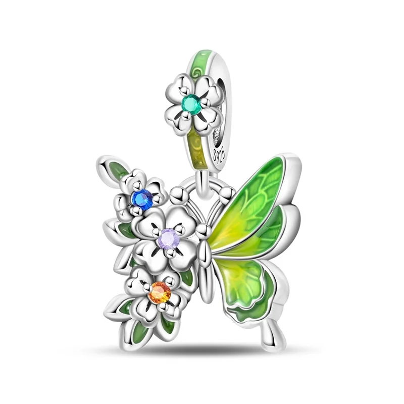

Spring Charm 925 Sterling Silver Romantic Fresh Butterfly Pendant Fit Original Bracelet DIY Women Birthday Jewelry Gift