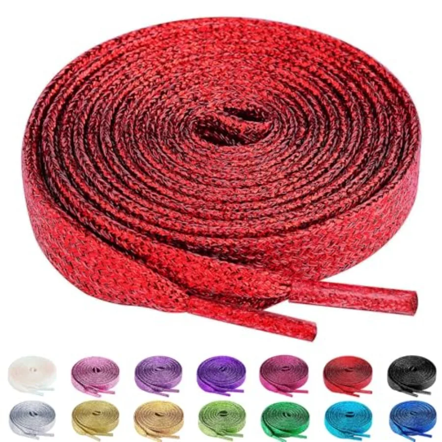 

Olukssck 2 Pairs Flat Glitter Shiny Metallic Shoe Laces, Colorful Sequin Shoelaces