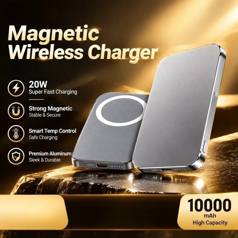 Magnetic Wireless Power Bank Ultra Thin 9mm Fast Charging Portable Charger