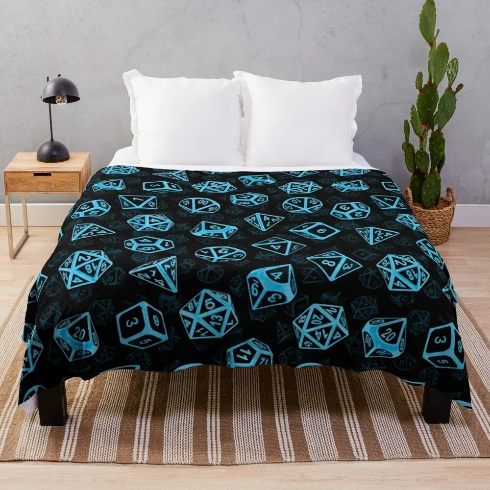 

D20 Dice Set Pattern (Blue) Throw Blanket Cute Plaid christmas decoration sofa bed Bed linens Blankets