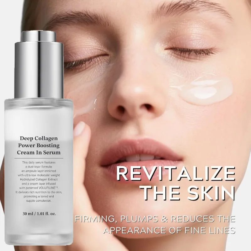 Deep Collagen Power Boosting Serum Anti-Falten-Gesichtscreme, voluminös, Glashaut, Elastizität für gealterte Haut, koreanische Hautpflege