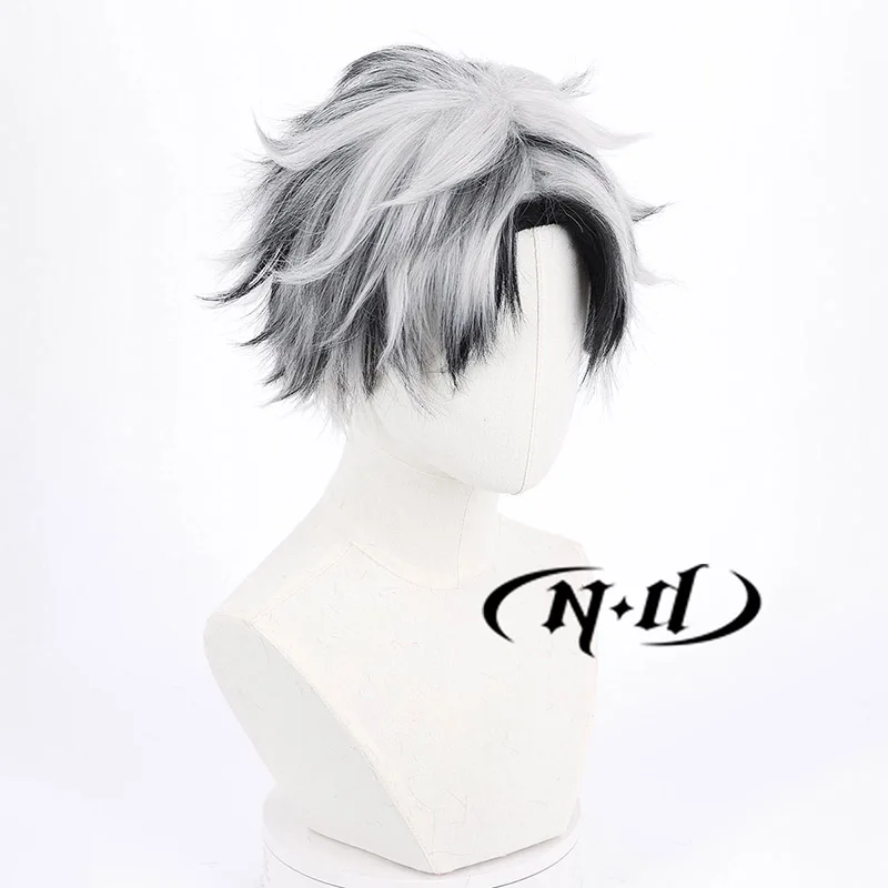 ND Haikyu كوتارو Bokuto تأثيري الباروكات أنيمي كوس أبيض رمادي مركز فراق خصلات الشعر المستعار لحزب كوميك كون كوزر زي موضوع