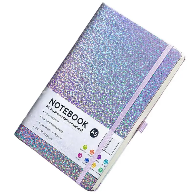 Glitter Notebook A5 Hardcover Journal 8.4x5.7 Inches 160 Lined Pages Glitter Never Peel Off Journal Hardcover Notebooks with