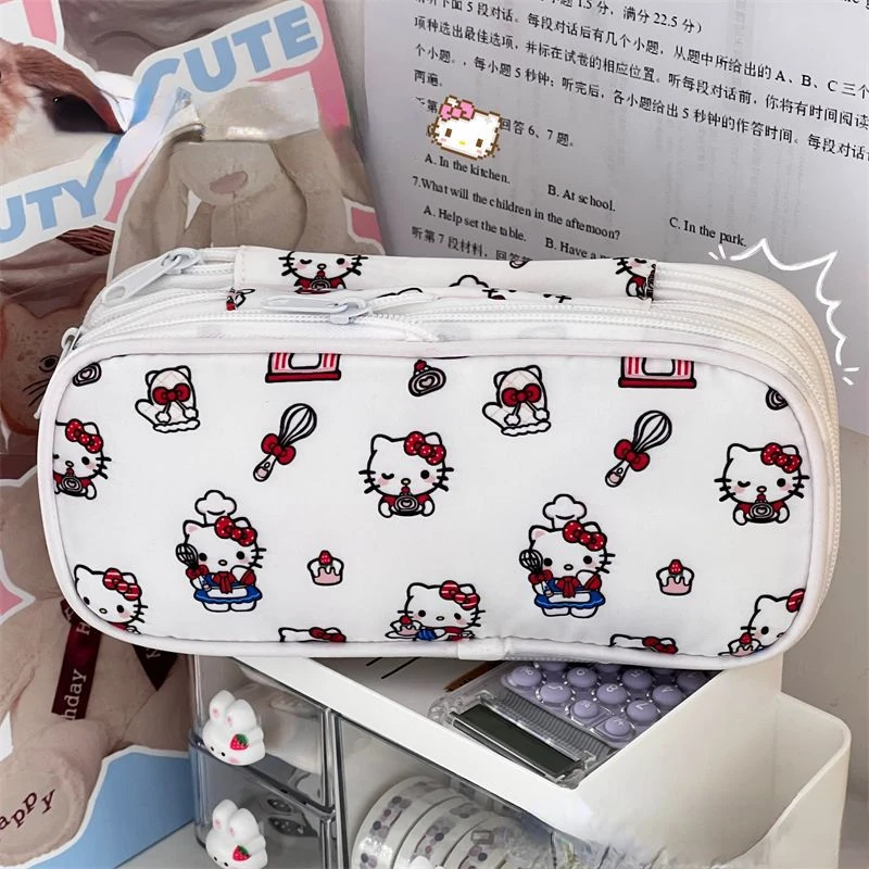 

Sanio Kuromi My Melody Cinnamoroll Hello Kitty Cat Pencil Case Female Student Large Capacity Cute Small Stationery Case